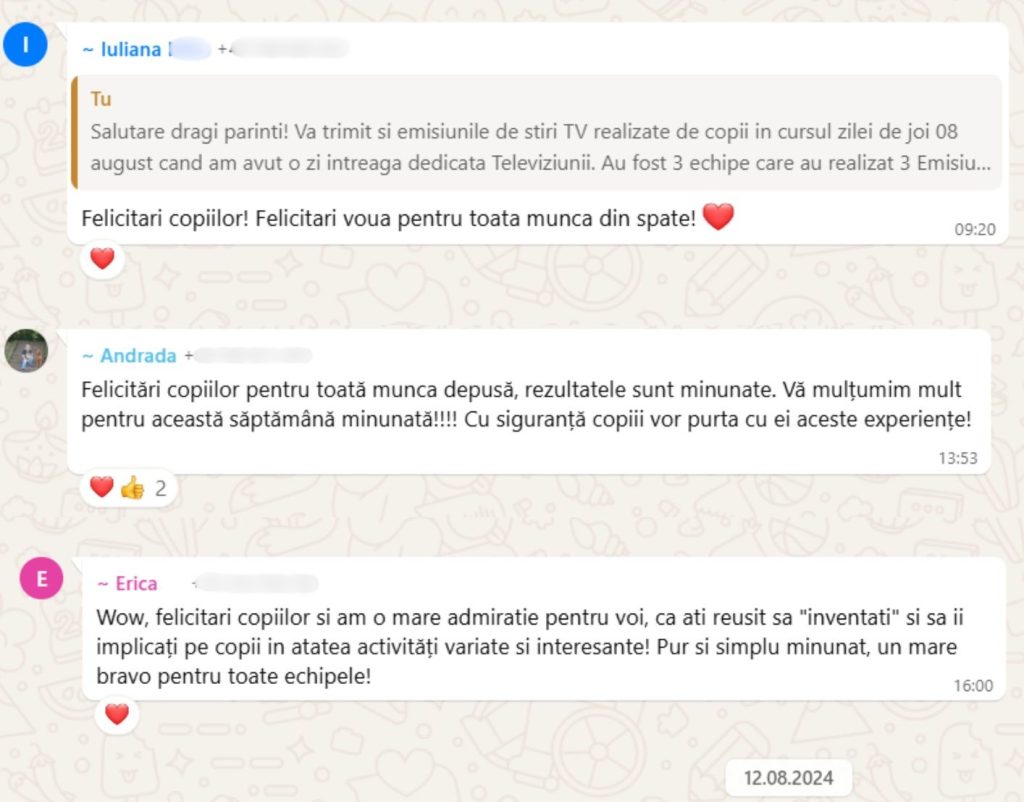 Testimonial Curs Mass-Media Pentru copii 9-14 ani Inventicum Brasov